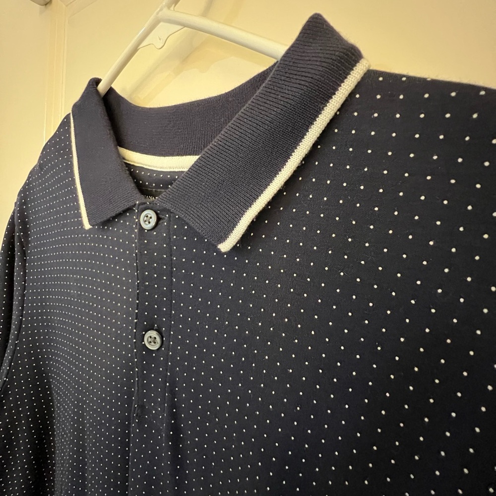 Banana Republic Dark Blue Polo with White Dots